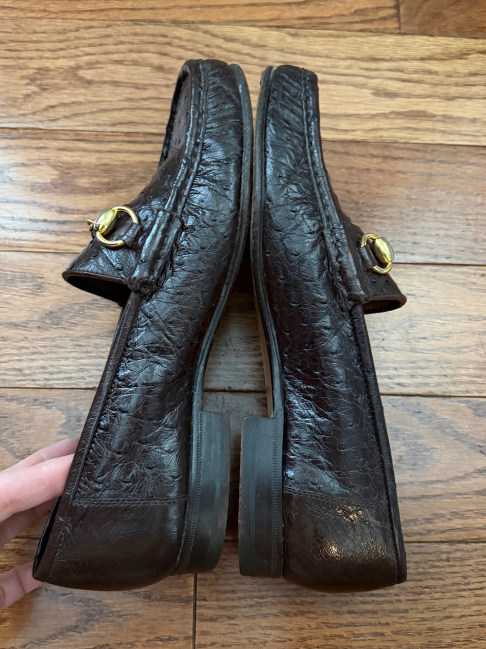 GUCCI WOMEN’S CLASSIC HORSEBIT OSTRICH LOAFERS BROWN Sz EU 40 US 10 - Picture 7 of 11